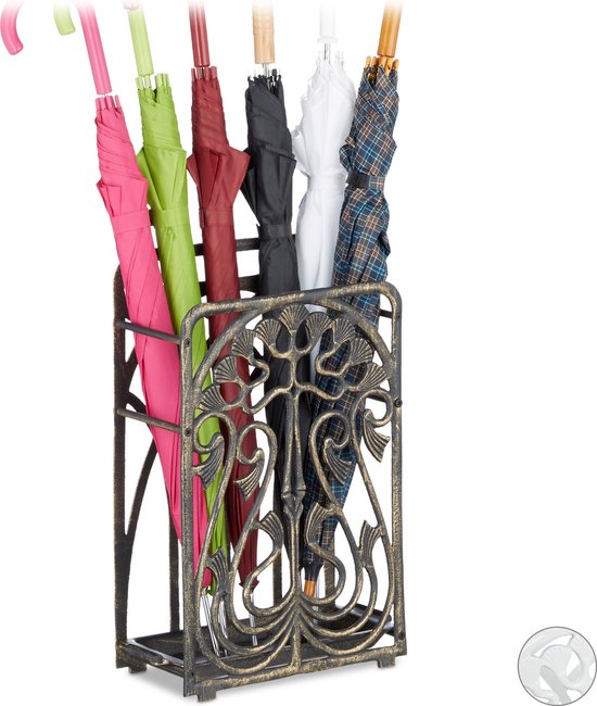 Relaxdays porte-parapluies avec égouttoir - porte-canne - porte-parapluie - porte-parapluie bronze