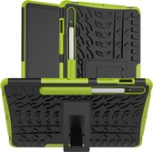 Samsung Galaxy Tab S7 Hoes - Schokbestendige Back Cover - Met pencil houder - Groen