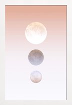 JUNIQE - Poster in houten lijst Moon Triplet -40x60 /Bruin & Oranje