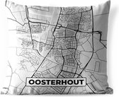 Buitenkussen - Stadskaart - Oosterhout - Grijs - Wit - 45x45 cm - Weerbestendig - Plattegrond