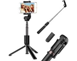 3 in 1 Selfie Stick met Afstandsbediening en Foldable Tripod Stand Geschikt voor Samsung Galaxy A50s/A30s - Zwart