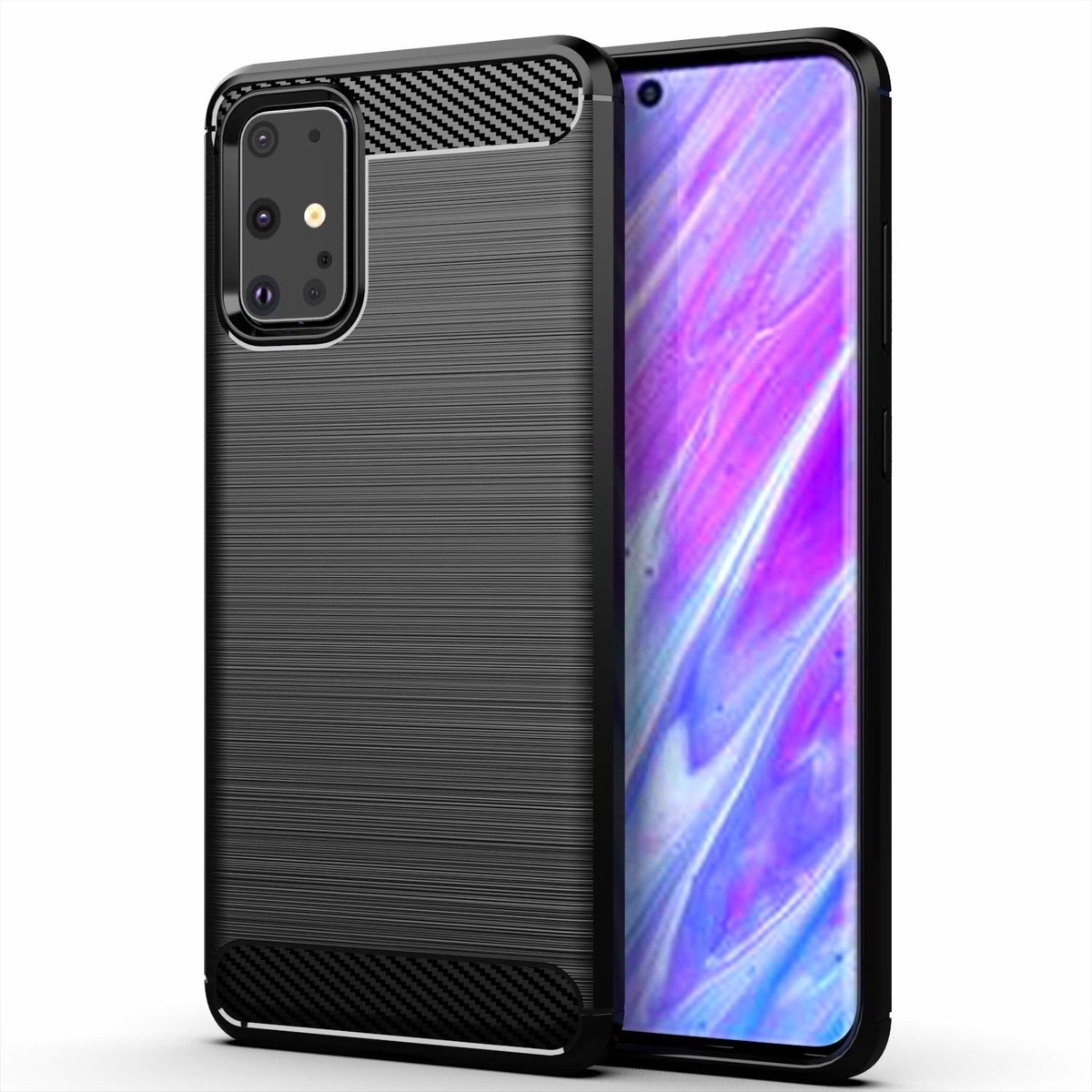 Hoesje Geschikt Voor Samsung Galaxy S20 Plus Hoesje Brushed TPU - Matt Zwart