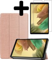 Hoes Geschikt voor Samsung Galaxy Tab A7 Lite Hoes Luxe Hoesje Book Case Met Screenprotector - Hoesje Geschikt voor Samsung Tab A7 Lite Hoes Cover - Rosé goud