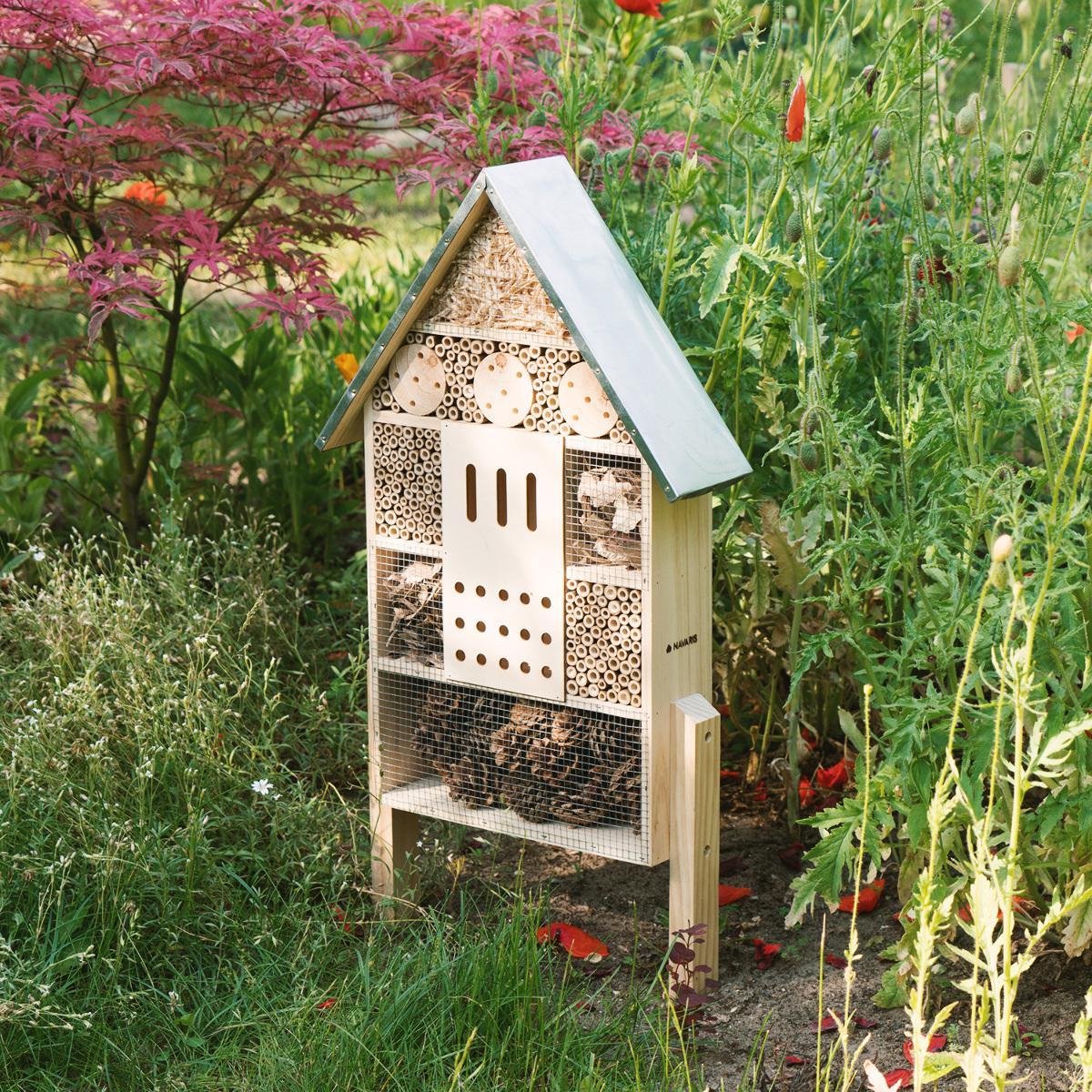 Navaris XL insectenhotel 38 x 11,5 x 57 cm Insectenhuis van bamboe en hout