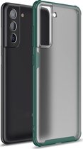 Samsung Galaxy S21 FE Hoesje - Mobigear - Shockproof Serie - Hard Kunststof Backcover - Transparant / Groen - Hoesje Geschikt Voor Samsung Galaxy S21 FE