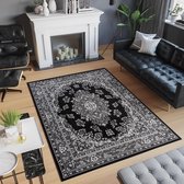 Tapiso Bali PP Oosters Tapijt Zwart Laagpolig Vloerkleed Maat- 160x220