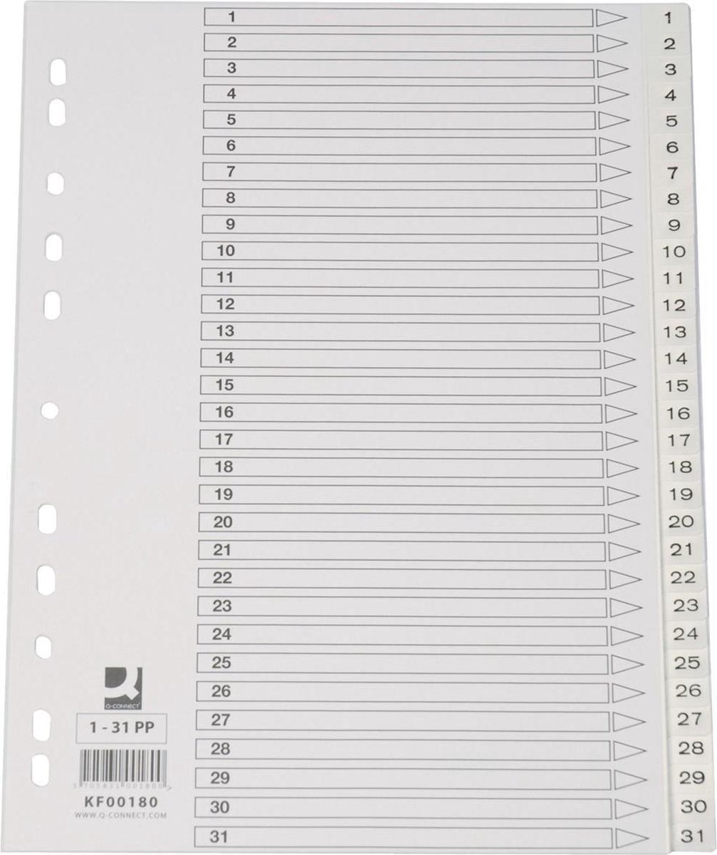 Q-CONNECT tabbladen set 1-31, met indexblad, ft A4, wit