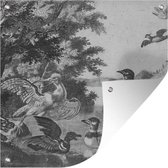 Tuinposters Watervogels en een hond - Melchior d'Hondecoeter - 50x50 cm - Tuindoek - Buitenposter