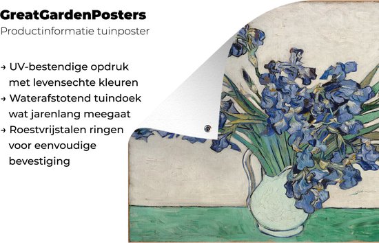 Affiche de jardin Vincent van Gogh 2 - Nature morte aux iris - Peinture de Vincent van Gogh Affiche de jardin toile lâche 40x30 cm - Toile de jardin/Toile d'extérieur/ Peintures pour l'extérieur (décoration de jardin)