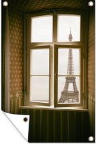 Tuinposters buiten Uitzicht op de Eiffeltoren in Parijs - 60x90 cm - Tuindoek - Buitenposter