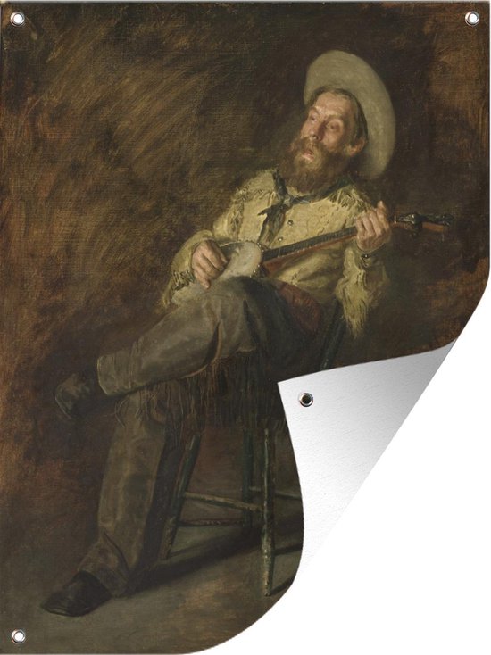 Tuinposter - Tuindoek - Tuinposters buiten - Zingende cowboy - schilderij van Thomas Eakins - 90x120 cm - Tuin