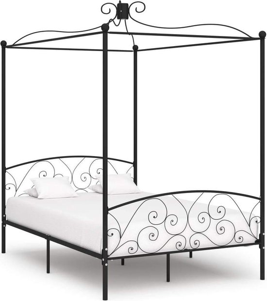 Medina Hemelbedframe metaal zwart 120x200 cm