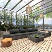 Medina 8-delige Loungeset met kussens poly rattan grijs