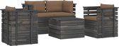 Medina 5-delige Loungeset met kussens pallet massief grenenhout