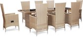 Medina 9-delige Tuinset met kussens poly rattan beige