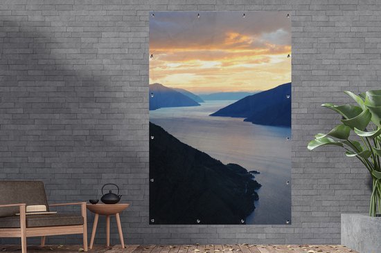 Muurdecoratie Fjorden in Schotland - 120x180 cm - Tuinposter - Tuindoek - Buitenposter