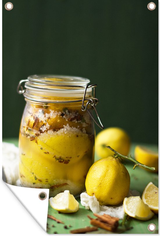 Citrons marocains dans un pot de conservation affiche de jardin toile en vrac 120x180 cm - Toile de jardin / Toile d'extérieur / Peintures d'extérieur (décoration de jardin) XXL / Groot format!