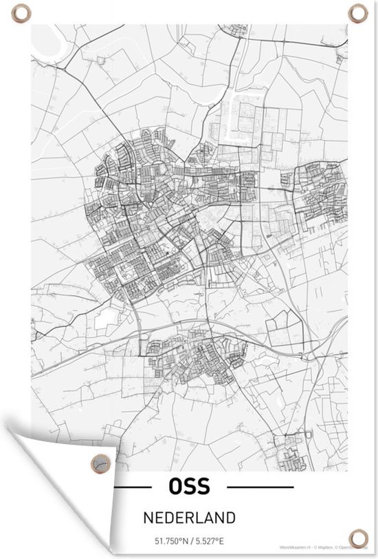 Affiche de jardin - Toile de jardin - Posters de jardin extérieur - Plan de la ville Oss - 80x120 cm - Jardin - Carte