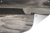 Une photo noir et blanc d'une paroi rocheuse et des tas de basalte de jardin affiche 120x80 cm - Toile de jardin / Toile d'extérieur / Peintures d'extérieur (décoration de jardin) / Mer et plage