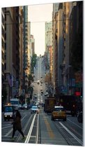 Wandpaneel San Francisco straatbeeld  | 70 x 100  CM | Zilver frame | Akoestisch (50mm)