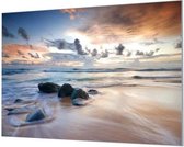 HalloFrame - Schilderij - Rotsen In De Branding Wand-beugels - Zilver - 150 X 100 Cm