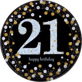Bord Sparkling 21 zwart-goud 23cm 8 stuks