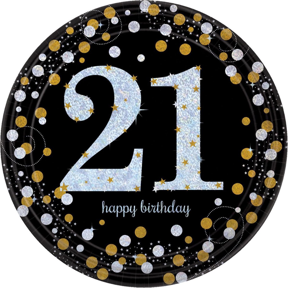 Amscan Feestborden "21" Glitter 22,3 Cm 8 Stuks