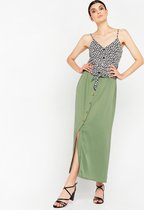 LOLALIZA Maxirok met knopen - Khaki - Maat 46