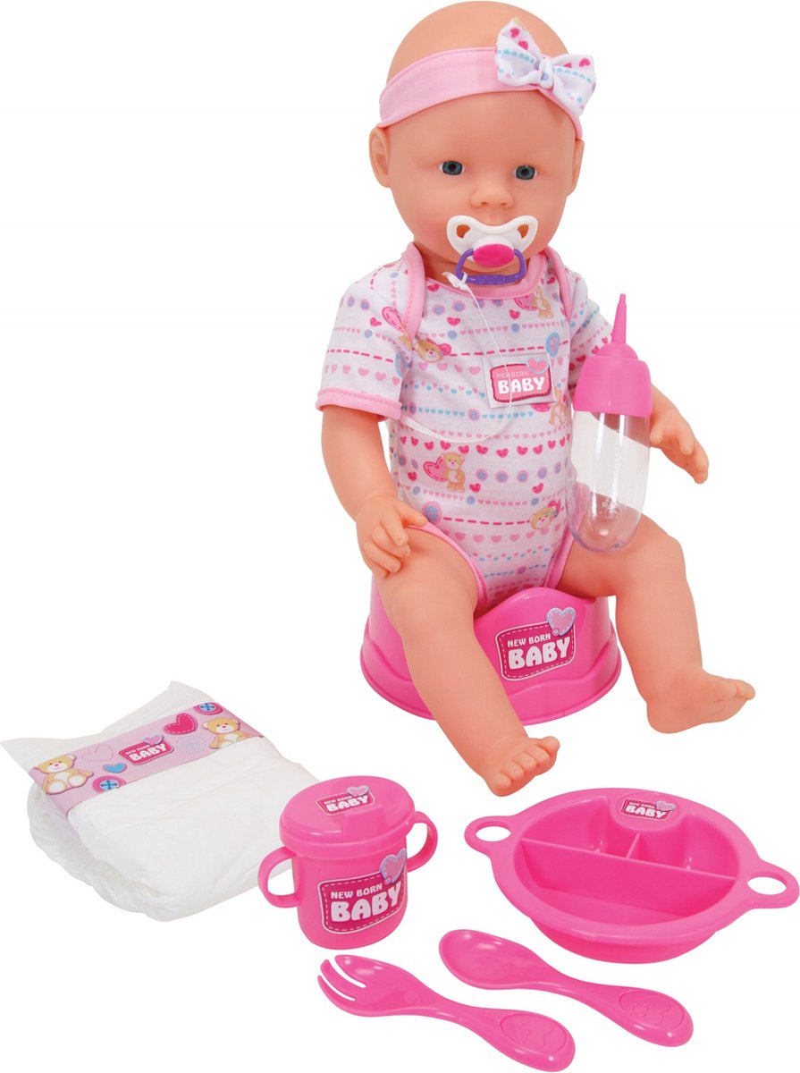 Simba - New Born Baby - Babypop - 43 cm - slapende ogen - roze - drink en plasfunctie - babypop — afbeelding 12