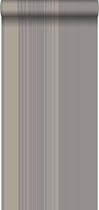 Origin behang strepen taupe en glanzend brons - 346226 - 53 cm x 10,05 m