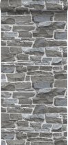 ESTAhome behang stenen muur donkergrijs - 138521 - 53 cm x 10,05 m