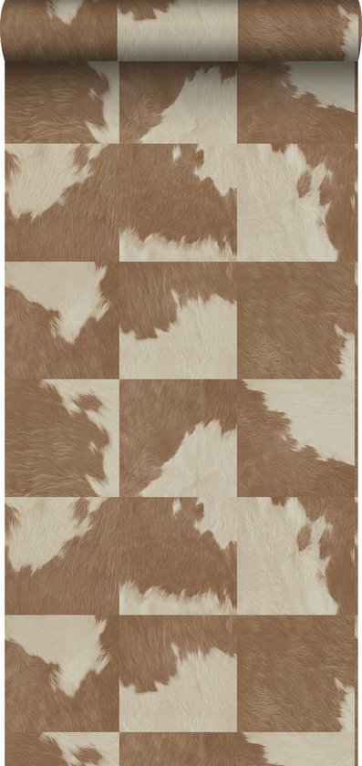 Origin Wallcoverings behang koeienhuid-look bruin en wit - 347804 - 0,53 x  10,05 m | bol.com