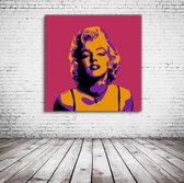 Pop Art Marilyn Monroe Acrylglas - 100 x 100 cm op Acrylaat glas + Inox Spacers / RVS afstandhouders - Popart Wanddecoratie