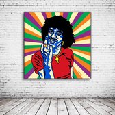 Phil Lynott Pop Art Acrylglas - 80 x 80 cm op Acrylaat glas + Inox Spacers / RVS afstandhouders - Popart Wanddecoratie