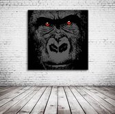 Gorilla Art Canvas - 100 x 100 cm - Canvasprint - Op dennenhouten kader - Geprint Schilderij - Popart Wanddecoratie