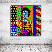 Pop Art Bob Dylan Acrylglas - 100 x 100 cm op Acrylaat glas + Inox Spacers / RVS afstandhouders - Popart Wanddecoratie