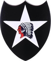 Metalen logo/schildje 2nd Infantry Division Ster met indiaan - 8x7 cm