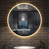 LED spiegel ROND 60cm 2 lichts kleur koud/warm wit dimbaar touch anti-condens badkamerspiegel decoratieve wandspiegel 2700K-6500K