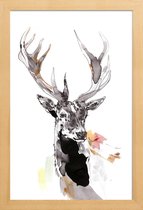 JUNIQE - Poster in houten lijst Hirsch 2 -40x60 /Grijs & Wit