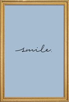 JUNIQE - Poster met houten lijst Smile -40x60 /Blauw