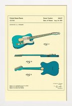 JUNIQE - Poster in houten lijst Guitar 3 -20x30 /Blauw & Ivoor