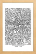 JUNIQE - Poster in houten lijst Londen - minimalistische stadskaart