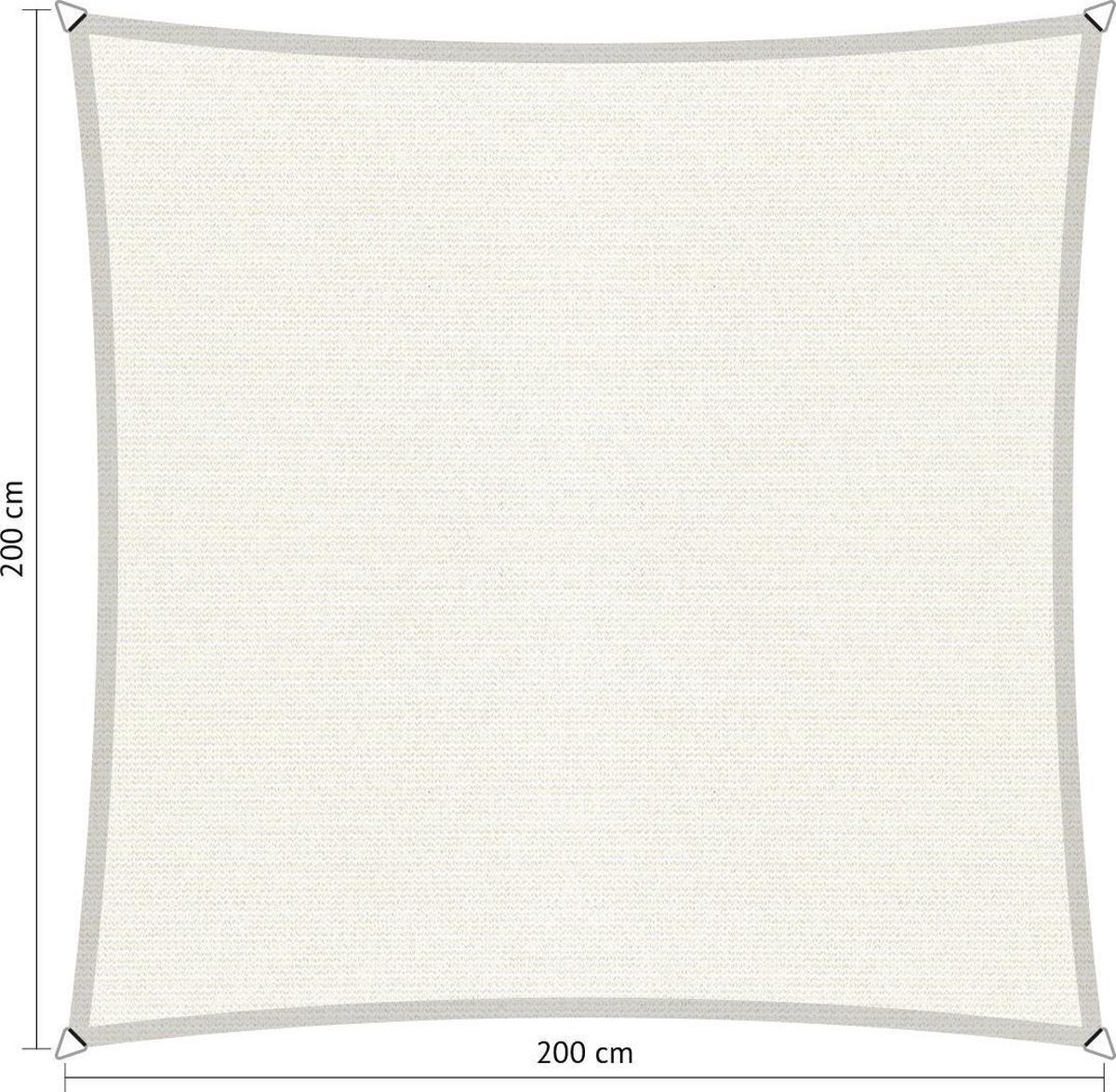 Compleet pakket: Shadow Comfort vierkant 2x2m Arctic White met RVS Bevestigingsset en Buitendoekreiniger