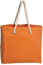 Strandtas met handvat oranje Capri 35 x 45 cm - Strandshoppers/boodschappentassen van polyester