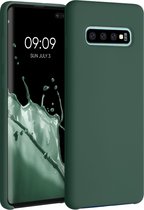 kwmobile telefoonhoesje voor Samsung Galaxy S10 Plus / S10+ - Hoesje met siliconen coating - Smartphone case in mosgroen