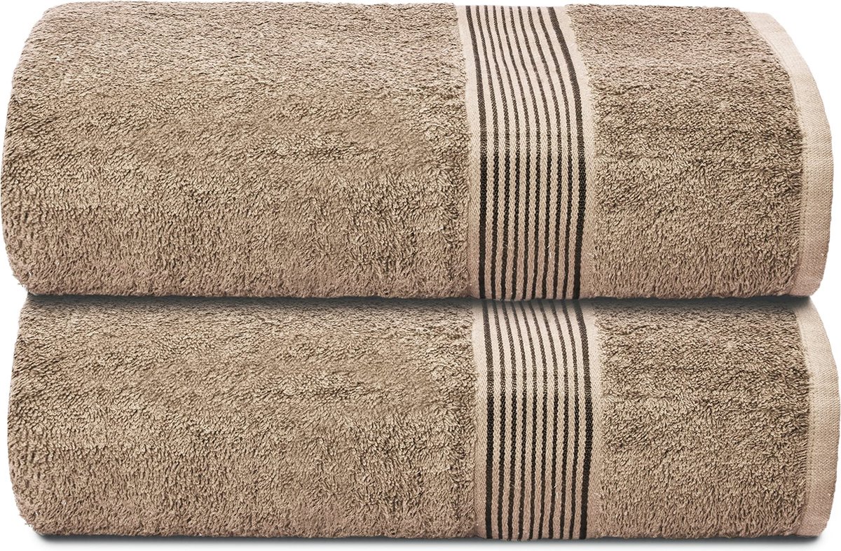 Goodivery ® Set van Twee Extra Grote Luxe Badhanddoeken, Ultra Absorberend en Sneldrogend, Bruin