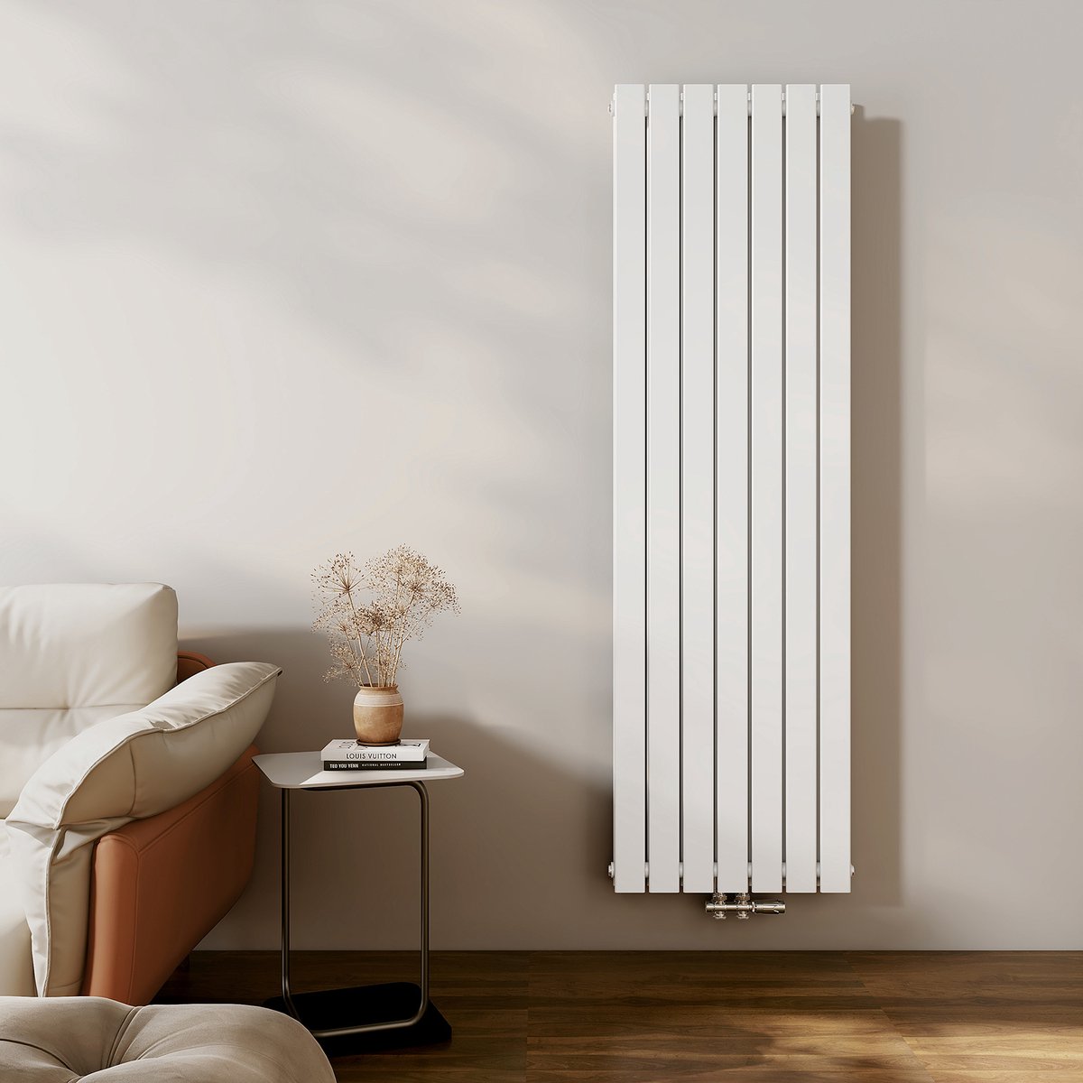 EMKE Radiator - Dubbel-Laags Plat - Glanzend Wit - 180x54 cm - 1949 W - Kolomradiator Vertical - Verwarming voor Alle Ruimtes