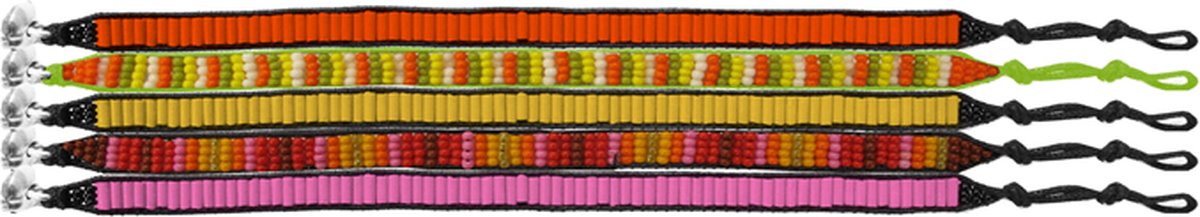 Colori 4-SET005 Ibiza Style Armbanden - 20 cm - Oranje / Geel / Roze