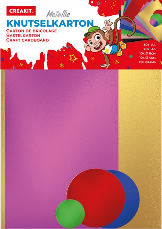 CREAKIT. Knutselkarton - Diverse metallic kleuren - 250 grams