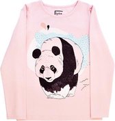 HEBE - meisjes shirt - lange mouwen - panda - roze - Maat 110/116